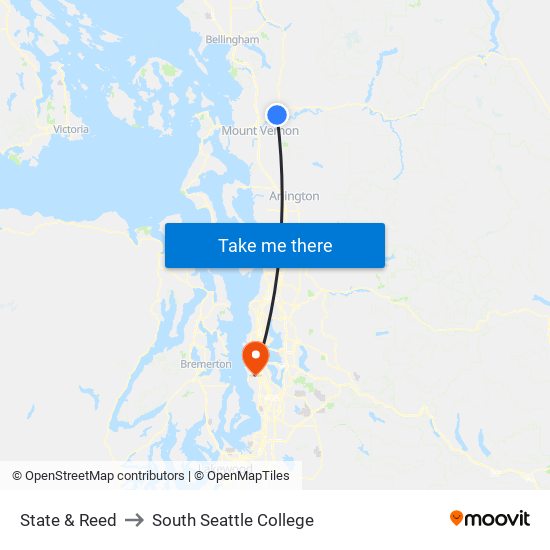 State & Reed to South Seattle College map