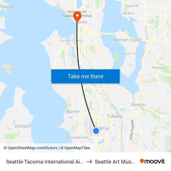 Seattle-Tacoma International Airport to Seattle Art Museum map
