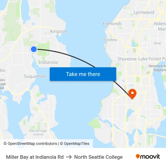 Miller Bay at Indianola Rd to North Seattle College map
