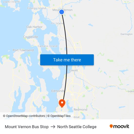 Mount Vernon Bus Stop to North Seattle College map