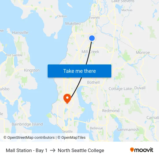 Mall Station - Bay 1 to North Seattle College map