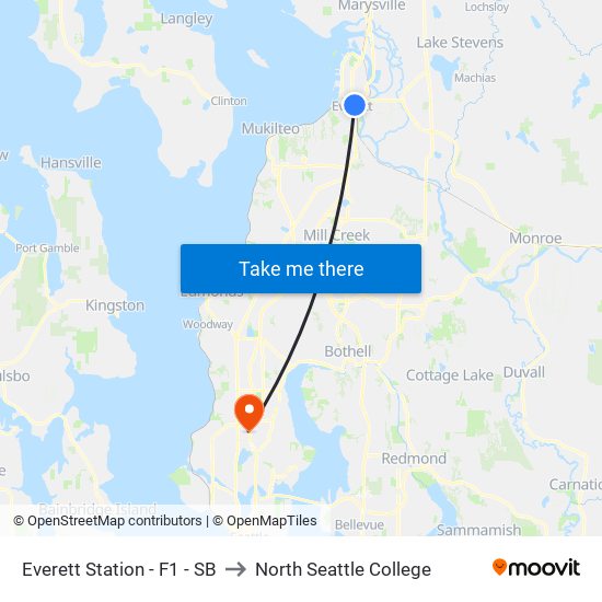 Everett Station - F1 - SB to North Seattle College map