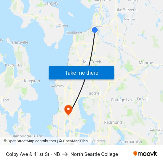 Colby Ave & 41st St - NB to North Seattle College map