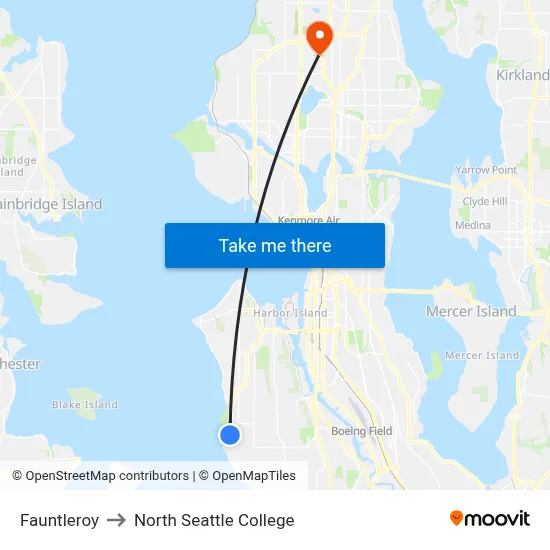 Fauntleroy to North Seattle College map