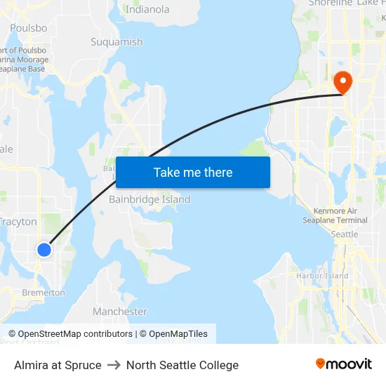 Almira at Spruce to North Seattle College map