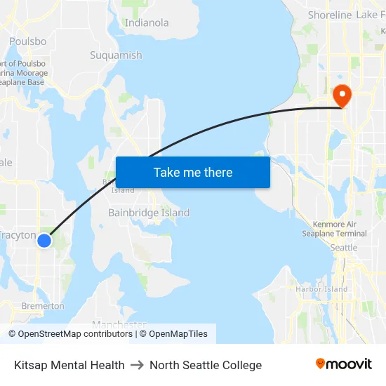 Kitsap Mental Health to North Seattle College map