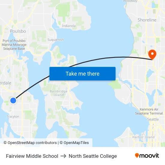 Fairview Middle School to North Seattle College map