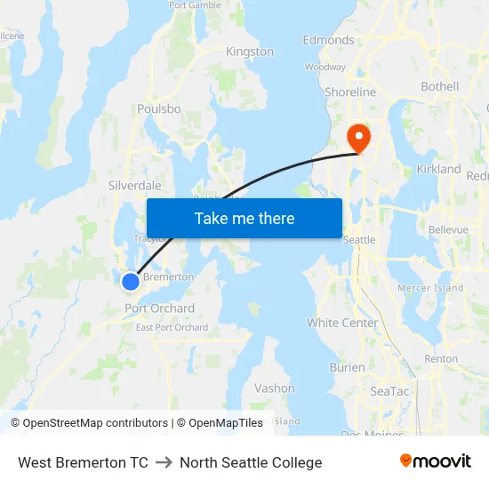 West Bremerton TC to North Seattle College map