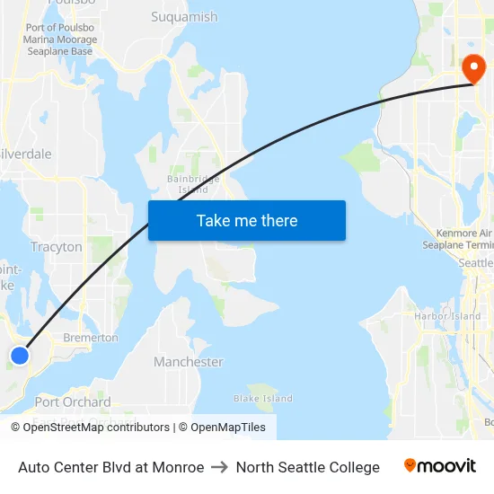 Auto Center Blvd at Monroe to North Seattle College map