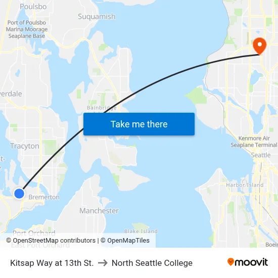 Kitsap Way at 13th St. to North Seattle College map
