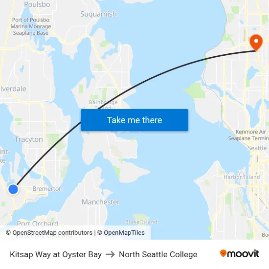 Kitsap Way at Oyster Bay to North Seattle College map