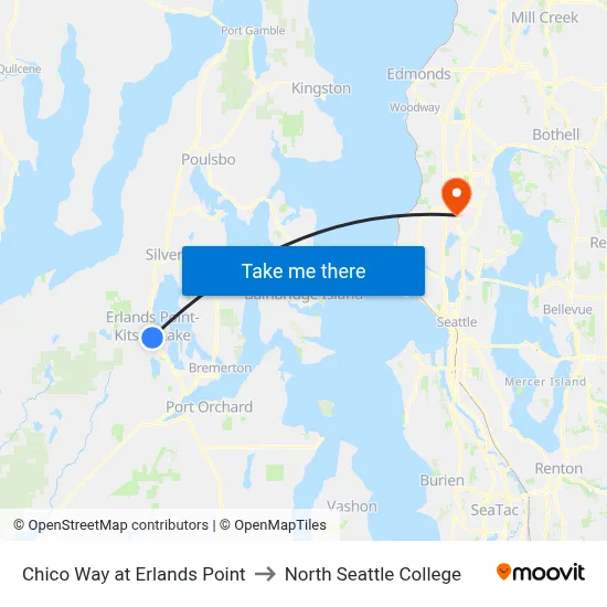 Chico Way at Erlands Point to North Seattle College map