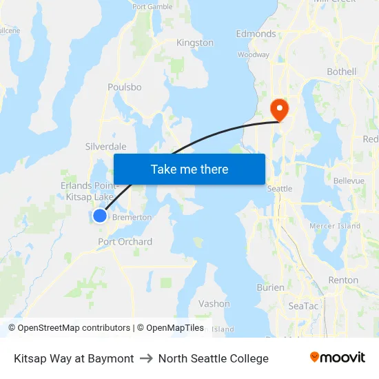 Kitsap Way at Baymont to North Seattle College map