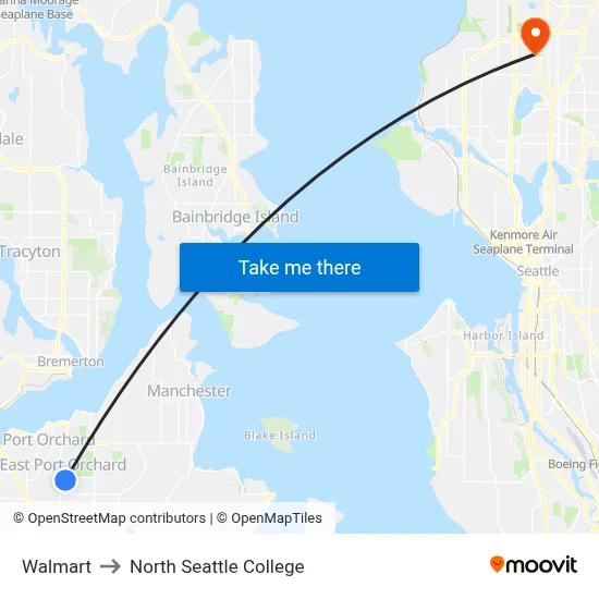 Walmart to North Seattle College map