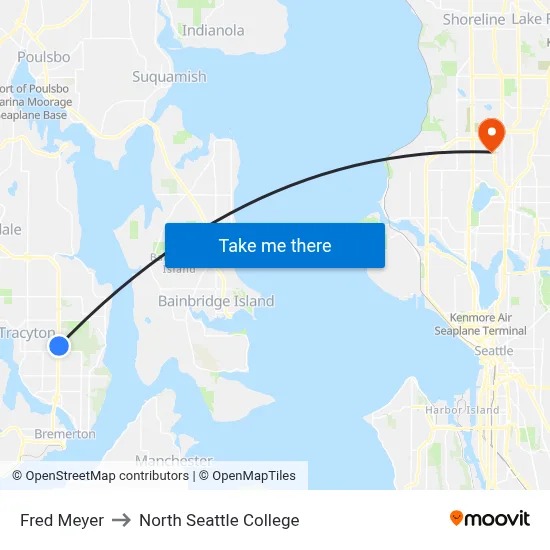 Fred Meyer to North Seattle College map