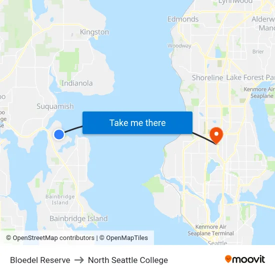 Bloedel Reserve to North Seattle College map
