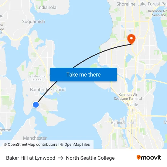 Baker Hill at Lynwood to North Seattle College map