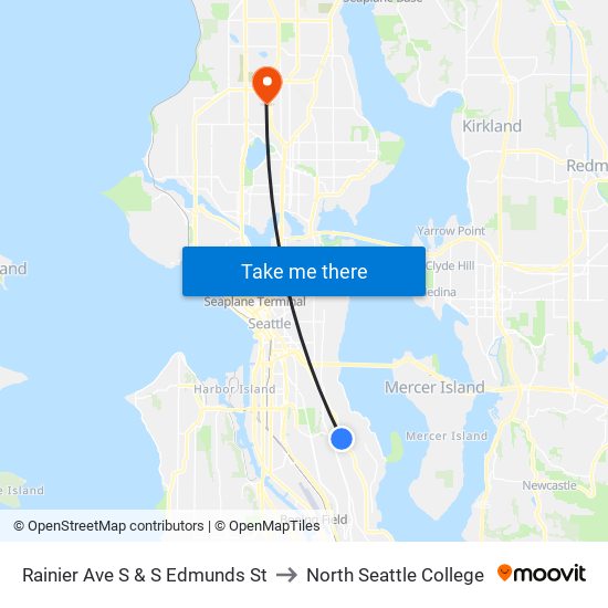 Rainier Ave S & S Edmunds St to North Seattle College map