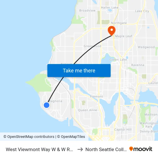 West Viewmont Way W & W Raye St to North Seattle College map