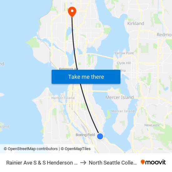 Rainier Ave S & S Henderson St to North Seattle College map