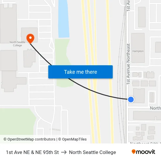 1st Ave NE & NE 95th St to North Seattle College map
