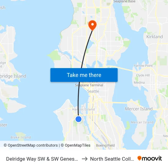 Delridge Way SW & SW Genesee St to North Seattle College map
