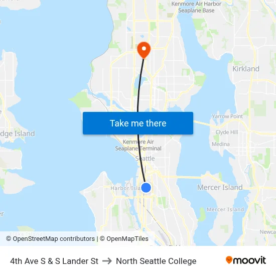 4th Ave S & S Lander St to North Seattle College map