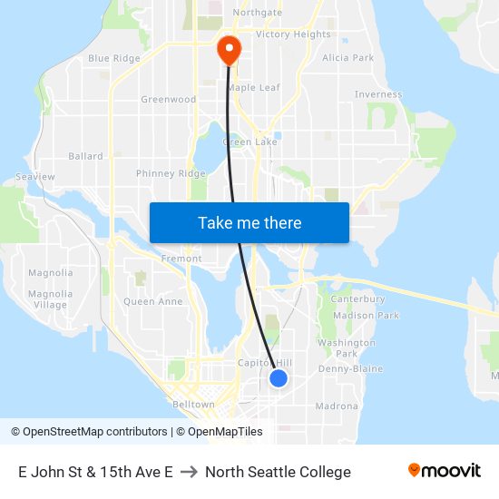 E John St & 15th Ave E to North Seattle College map