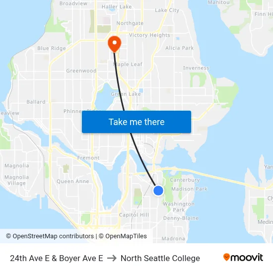 24th Ave E & Boyer Ave E to North Seattle College map