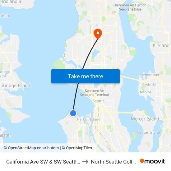 California Ave SW & SW Seattle St to North Seattle College map