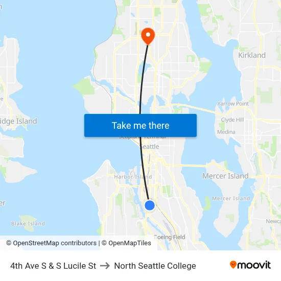 4th Ave S & S Lucile St to North Seattle College map