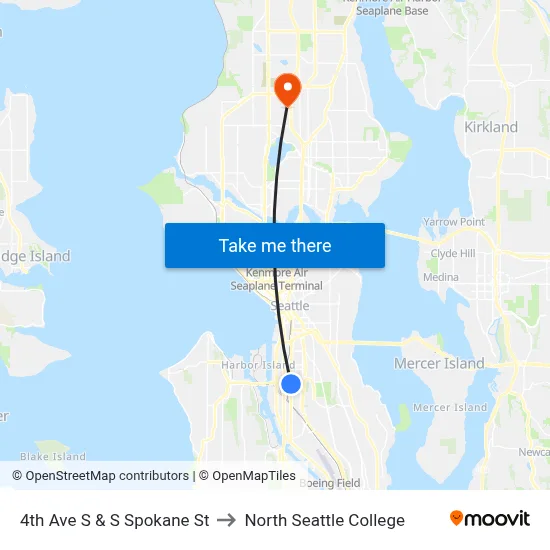 4th Ave S & S Spokane St to North Seattle College map