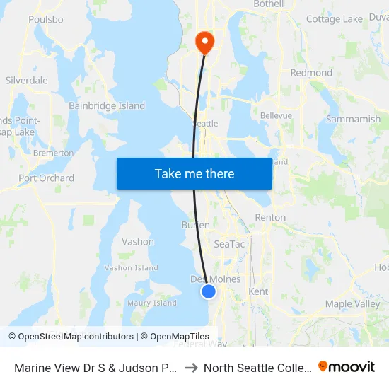 Marine View Dr S & Judson Park to North Seattle College map