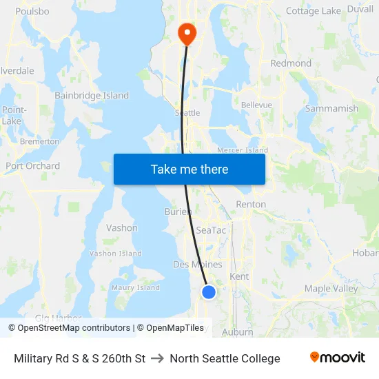 Military Rd S & S 260th St to North Seattle College map