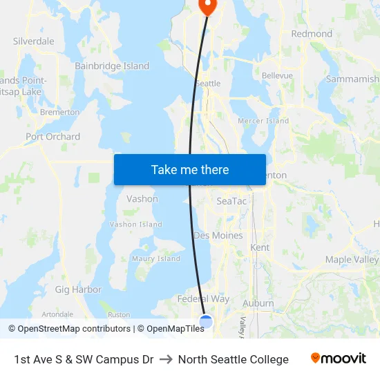 1st Ave S & SW Campus Dr to North Seattle College map