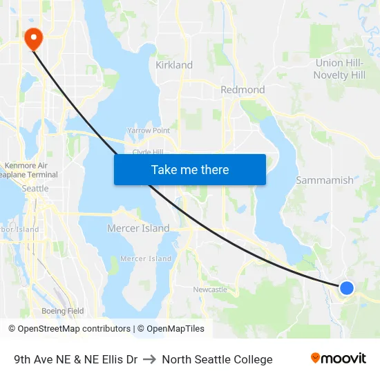 9th Ave NE & NE Ellis Dr to North Seattle College map