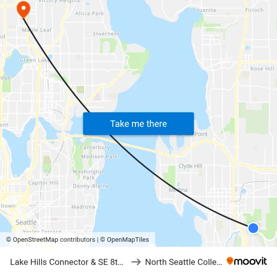Lake Hills Connector & SE 8th St to North Seattle College map