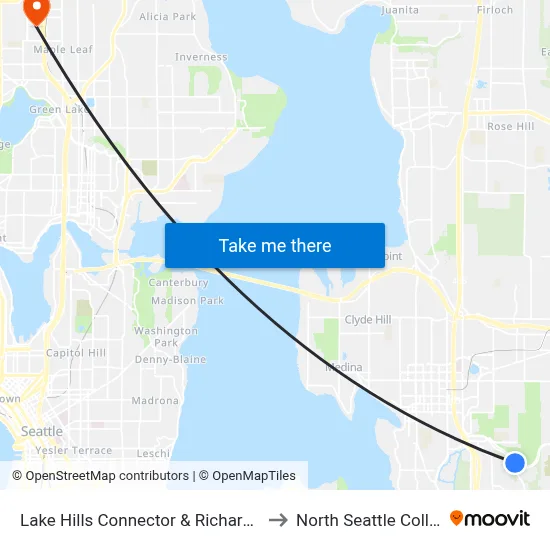 Lake Hills Connector & Richards Rd to North Seattle College map