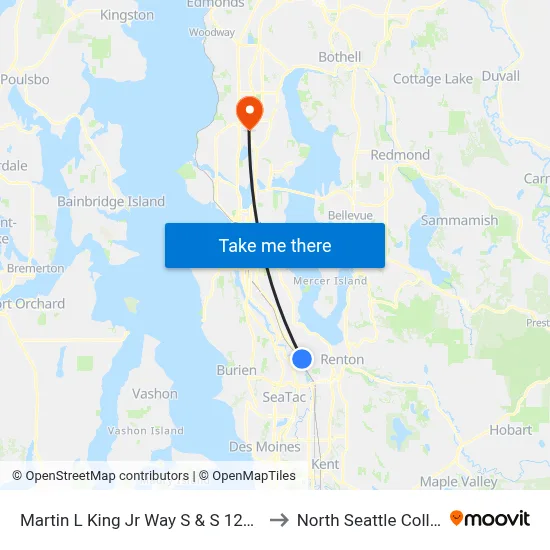 Martin L King Jr Way S & S 129th St to North Seattle College map