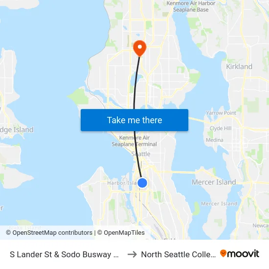 S Lander St & Sodo Busway ACS to North Seattle College map