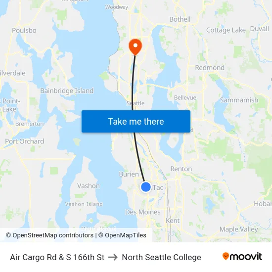 Air Cargo Rd & S 166th St to North Seattle College map