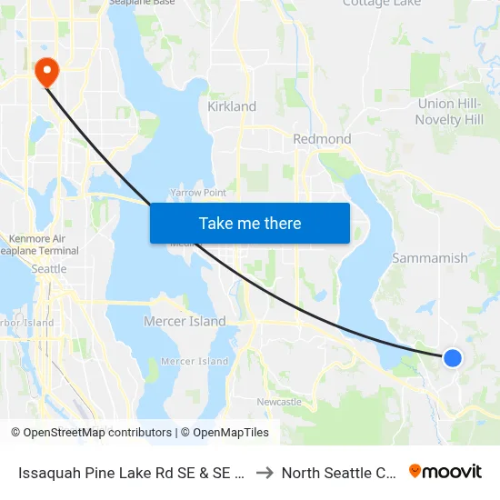 Issaquah Pine Lake Rd SE & SE 47th Way to North Seattle College map