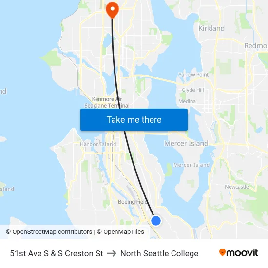 51st Ave S & S Creston St to North Seattle College map