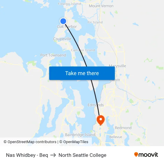 Nas Whidbey - Beq to North Seattle College map