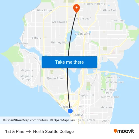 1st & Pine to North Seattle College map