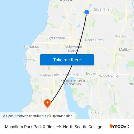 Mccollum Park Park & Ride to North Seattle College map