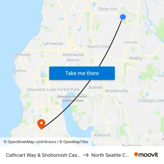 Cathcart Way & Snohomish Cascade Dr to North Seattle College map