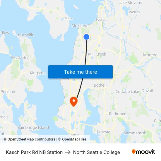 Kasch Park Rd NB Station to North Seattle College map