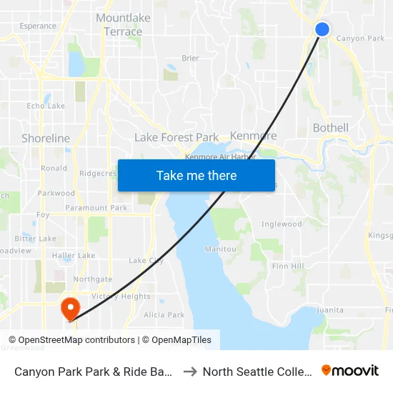 Canyon Park Park & Ride Bay 6 to North Seattle College map