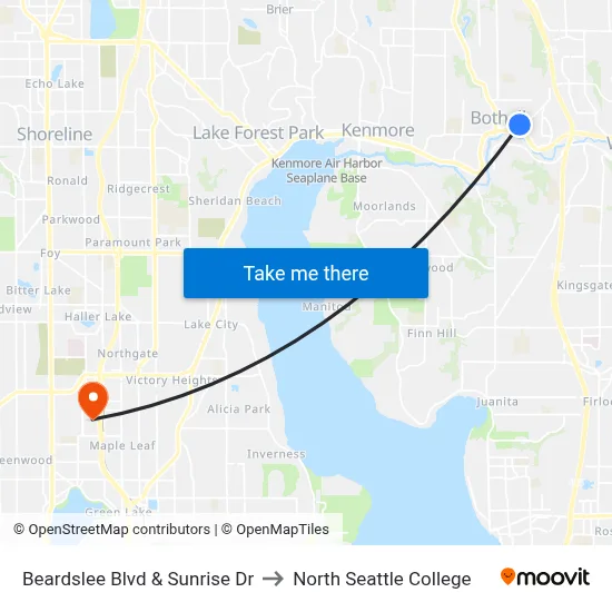 Beardslee Blvd & Sunrise Dr to North Seattle College map